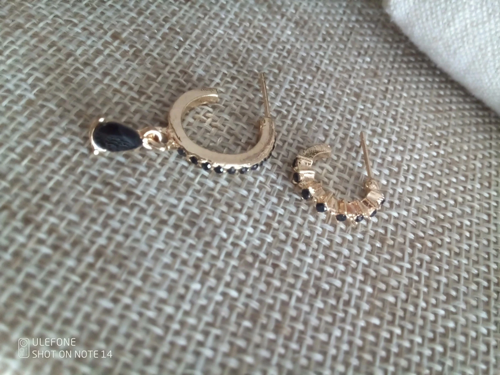 Black and Gold Asymmetrical Earrings – photo 2